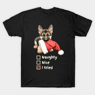 Naughty or Nice German Shepherd Puppy T-Shirt